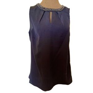 Sleeveless Black blouse with Jeweled Neckline